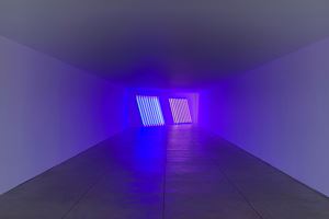 Dan Flavin, 'untitled (Marfa project)' (1996). Permanent collection, the Chinati Foundation, Marfa, Texas. © 2020 Stephen Flavin / Artists Rights Society (ARS), New York. Photo: Georges Armaos.